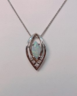 Custom Marquise Opal and Diamond Pendant