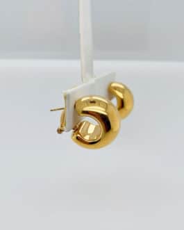 14k Milor Italy yellow gold wide hoop hollow earrings