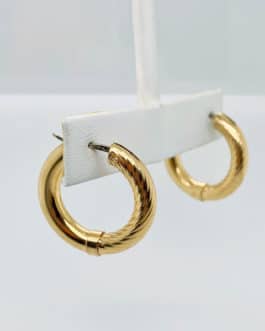 14k yellow gold half braided hollow hoops