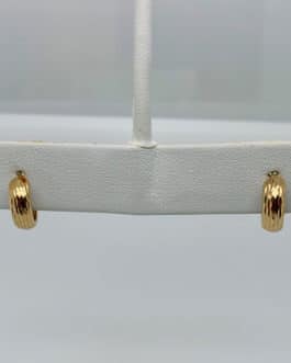 14k yellow gold diamond cut hoop earrings
