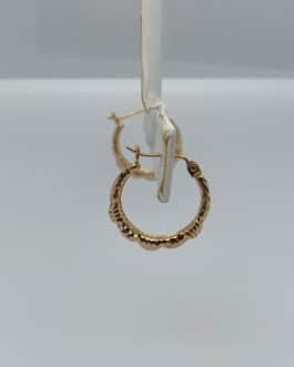 14k yellow gold diamond cut hollow hoop earrings