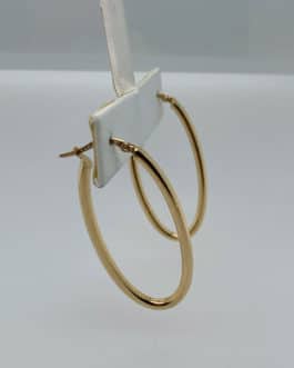 14k yellow gold oval hollow hoop earrings