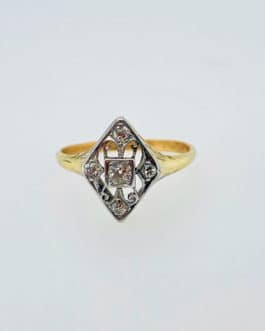 14k yellow gold and platinum vintage diamond fashion ring