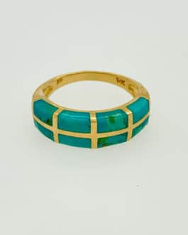 14k yellow gold turquoise ring