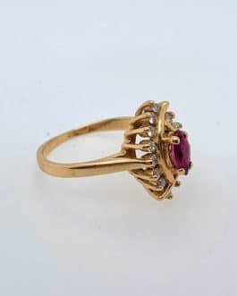 14k yellow gold ruby and diamond fashion ring