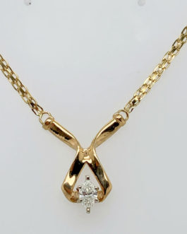 14k yellow gold marquise diamond necklace
