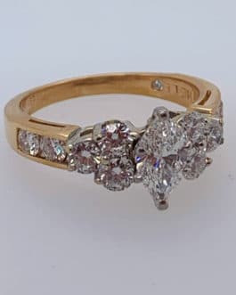 14k yellow gold and platinum “The Leo” marquise diamond engagement ring