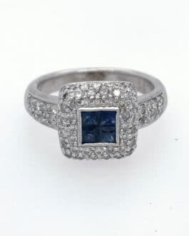 18k white gold sapphire and diamond fashion ring (HB)