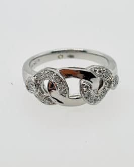 14k white gold diamond link fashion ring