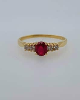 14k yellow gold “shane co.” ruby and diamond fashion ring