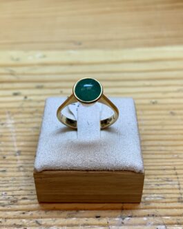 18k yellow gold emerald cabochon ring (HB)