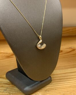 14karat yellow Gold Diamond Wishbone necklace MSM