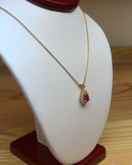 10karat yellow Gold Ruby and Diamond necklace HB