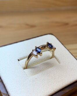 14ky Guard Ring Sapphire and Diamond-HB